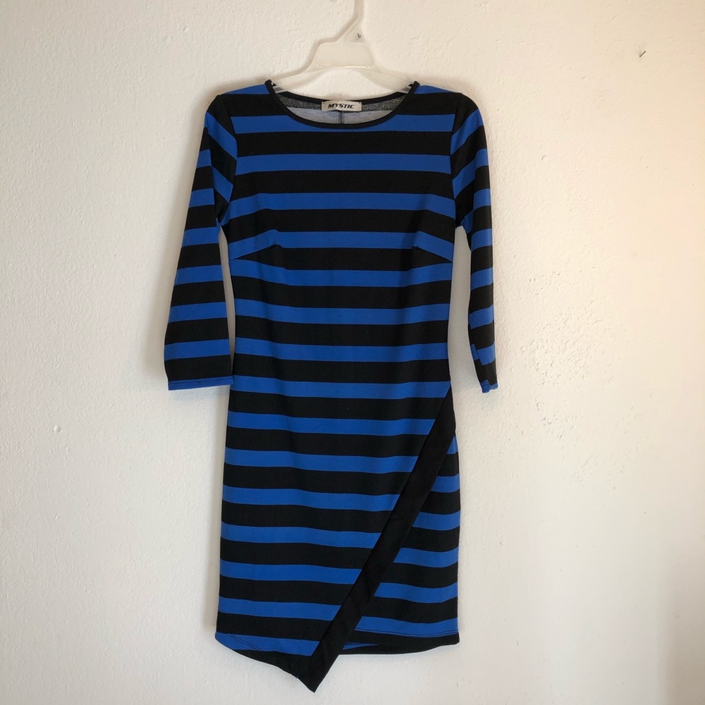 Mystic Blue/Black Dress w 3/4 Sleeve